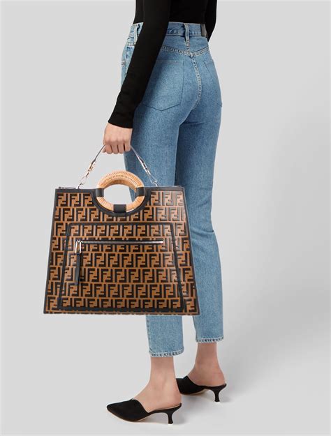 fendi canvas tote large|fendi runaway shopper tote.